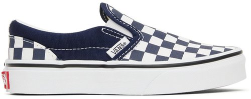 navy checkerboard slip on vans