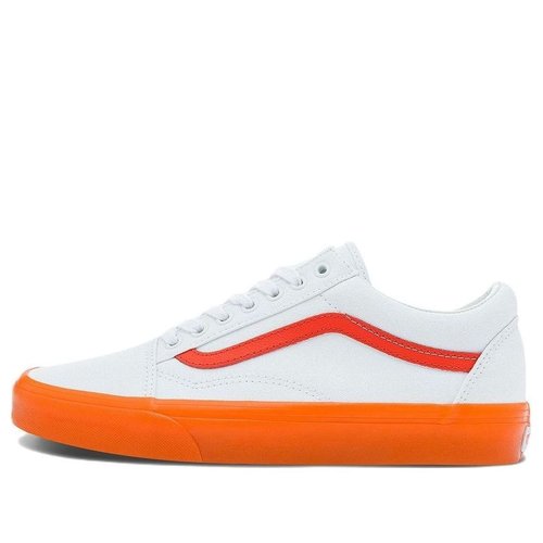 Vans Old Skool Casual Low Top Skate Small Orange Side Stripe - White - VN0000SBZ34