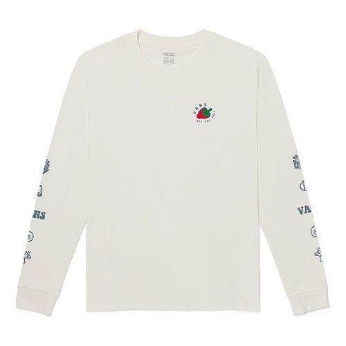 Vans Strawberry Printing Round Neck Pullover Long Sleeves White - Creamy - VN0A5F6AFS8
