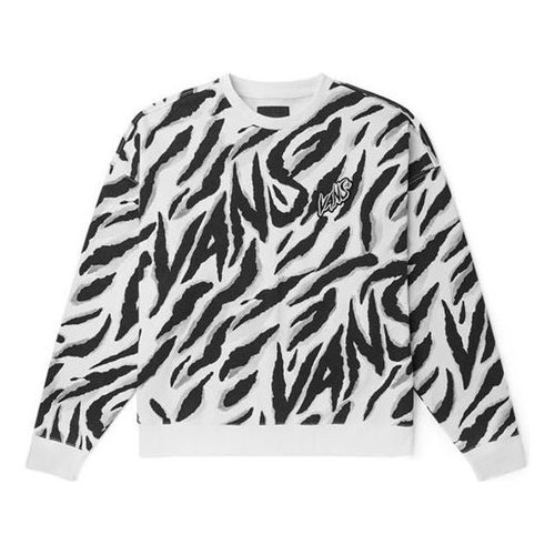 Vans Tiger Stripes Pattern Round Neck Pullover White - Black - VN0002BPYM8
