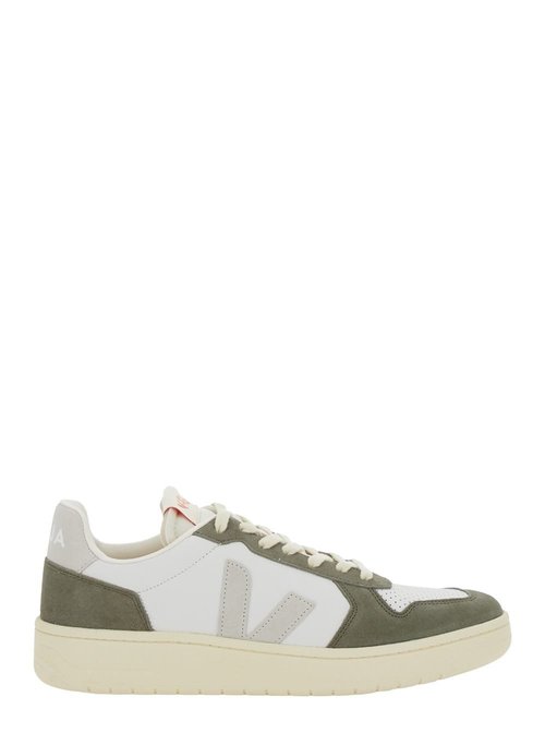 Veja v-82 Green Low Top Sneakers With Logo Patch On TOngue And Side And Logo Lettering On The Heel In Leather - VE3320757WHITENATURALKAKI