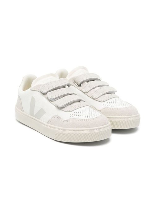 Veja v-90 White Low Top Sneakers With Touch-strap Closure And Logo Detail On The Side In Leather - SX2020637CEXTRAWHITENATURAL