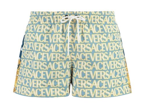 Versace AllOver Logo Print Swim ShortsYellow - Blue/White - 1002516-A07856_5V51
