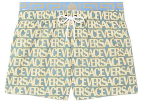Versace Allover Logo Swim Shorts - Blue - 1007841 1A07862 5V510