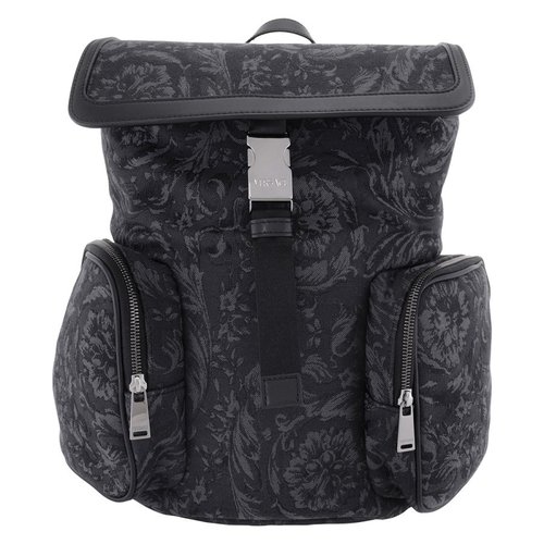 Versace Barocco Backpack - Black/Grey - 1017649 1A14277-2BM0E 13.0000X15.0000X7.0000