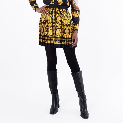Versace Barocco Print High-Waisted Silk Skirt - Black/Gold Tone - 1000829_1A10193-BLACK+GOLD