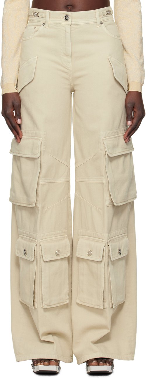 Versace Beige Medusa Denim Cargo Pants - Taupe - 1016906_1A10427_1D7801D780