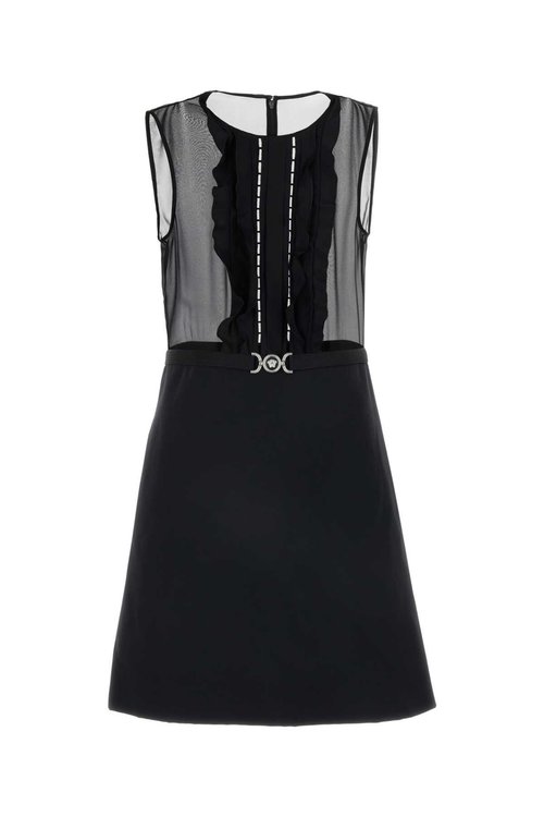 Versace Black Georgette Mini Dress - 1B000 - 1015384-A00523_1B000