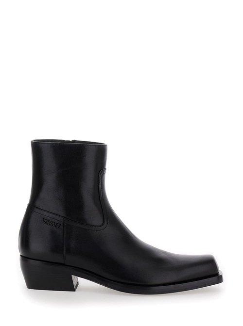 Versace Black Leather Ankle Boots - 1016157-A11084_1B00E
