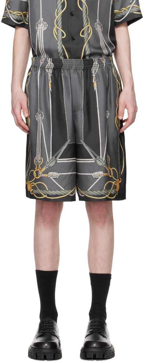 Versace Black Nautical Shorts - Nero+Oro - 1002476-1A0976_5B000