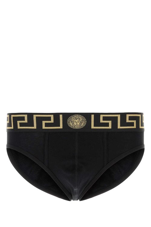 Versace Black Stretch Cotton Brief Set - AU10180-A1001_1A83K