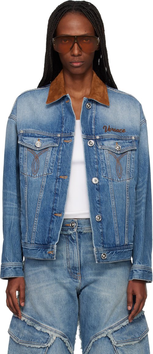 Versace Blue Trucker Denim Jacket - Medium Blue - 1022694-1A1675_1D800