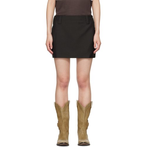 Versace Brown Lightweight Wool Miniskirt - Chocolate - 1024111-1A1784_1NE90
