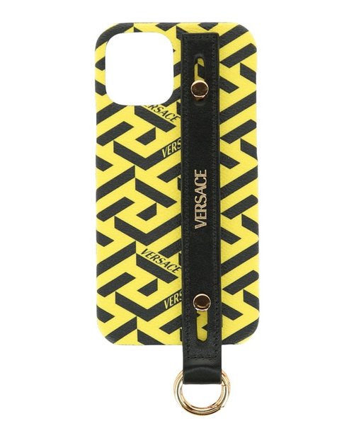 Versace Coated Canvas La Greca iPhone 12 Case - Yellow Black - 1002232-1A0144_5Y09V