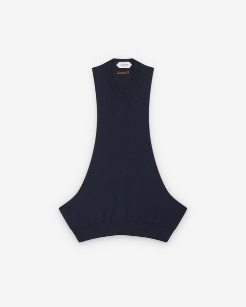 Versace Cotton-Cashmere Knit Tank Top - Navy