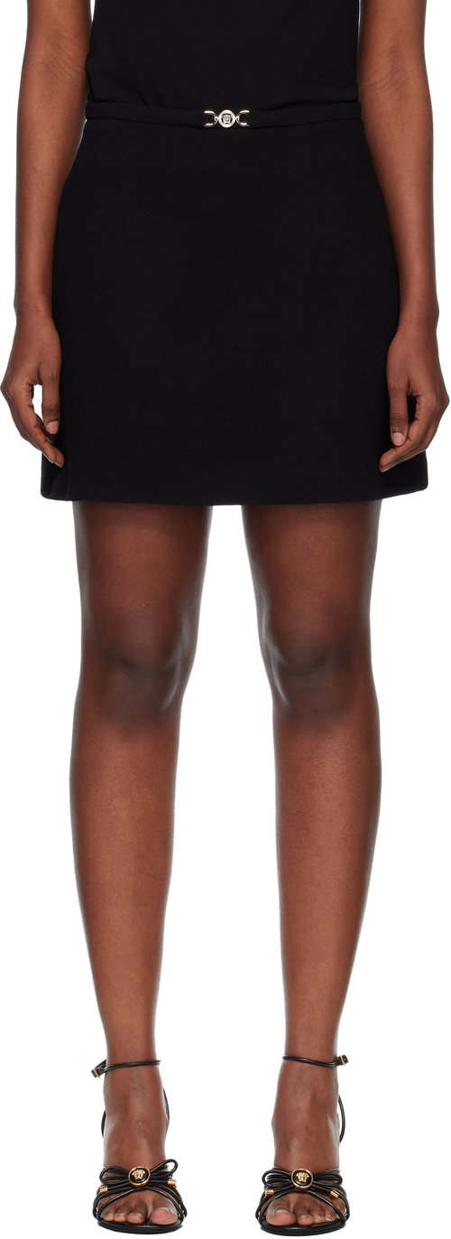 Versace Double-Wool Crêpe A-Line Miniskirt - Black - 1022397-1A1278_1B000