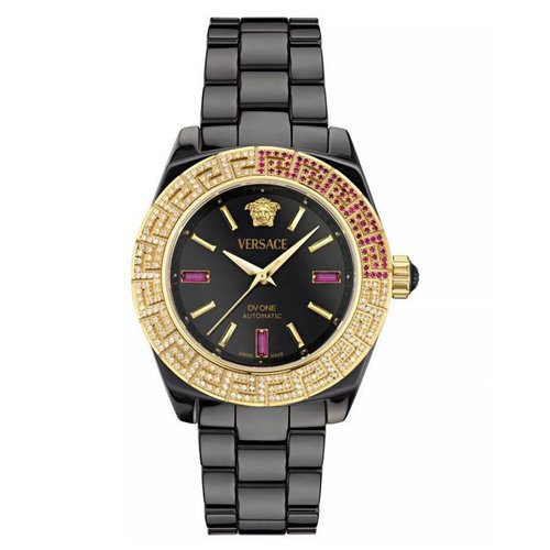 Versace DV One Automatic Diamond Dial Watch VE6B00623 - Black/Gold Tone/Red - VE6B006-3 DIA_ETER