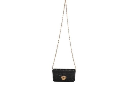 Versace Embelished Clutch with Golden Closure - Black