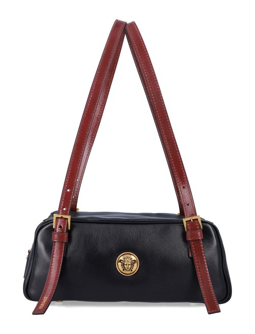 Versace Emblème Nappa Bowling Bag - Black/Gold Tone/Pink/Rose Gold Tone - 1024318-A1769_2B0AJ
