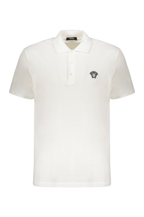 Versace Embroidered Cotton Polo Shirt - White - A89507S-A14046_2W020