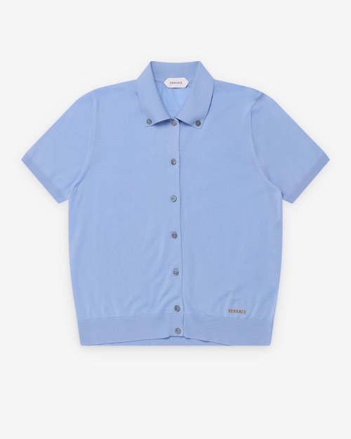Versace Embroidered Knit Cardigan - Powder Blue