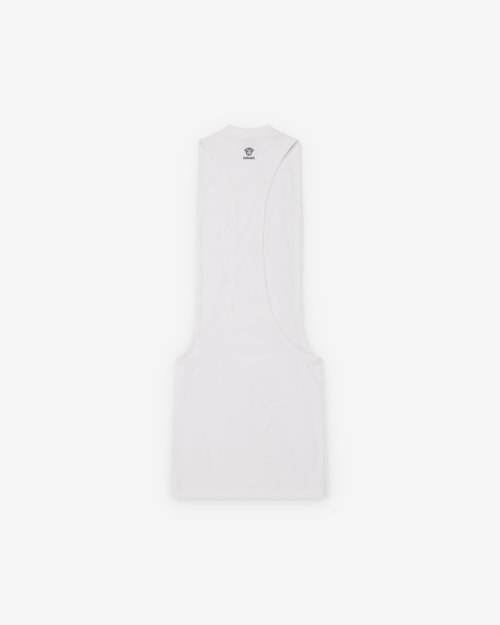 Versace Embroidered Stretch Cotton-Jersey Tank Mini Dress - White