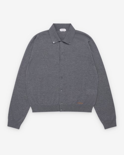 Versace Embroidered Wool Knit Cardigan - Grey