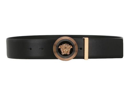 Versace Enamel Medusa Leather Belt - Black/Gold