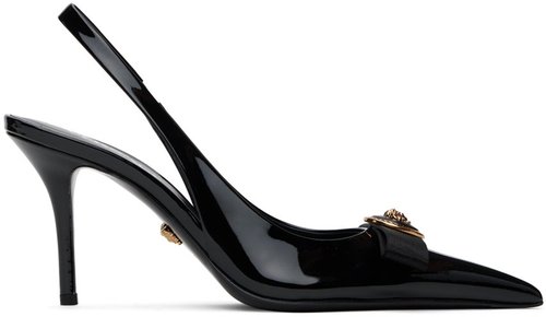 Versace Gianni Ribbon Slingback Pumps - BV-Black-Gold - 1013717_1A08983_1B00V100