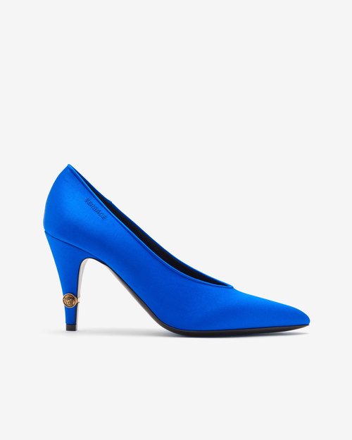 Versace Gianni Satin Pumps 90mm - Blue