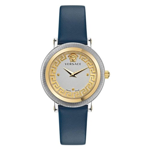Versace Greca Flourish Quartz Silver Dial Ladies Watch VE7F00223 - Blue/Gold Tone/Silver Tone - VE7F002-3 DIA_ETER