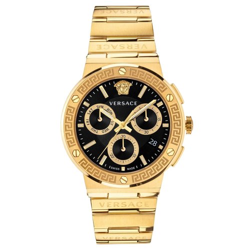 Versace Greca Logo Chronograph Quartz Dial Watch VEZ900421 - Black/Gold Tone - VEZ9004-1 DIA_ETER