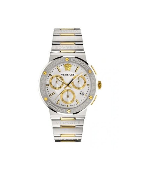 Versace Greca Logo Chronograph Quartz Silver Dial Watch VEZ900321 - Gold Tone/Silver Tone/Two Tone - VEZ9003-1 DIA_ETER