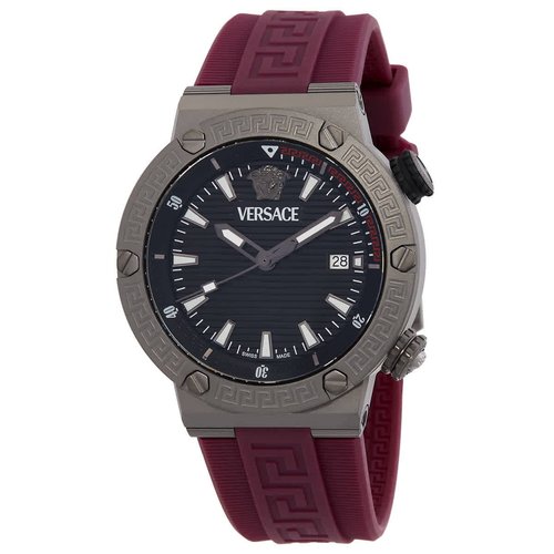 Versace Greca Logo Diver Quartz Dial Watch VE8G00224 - Black/Red/Silver Tone - VE8G002-4 DIA_ETER