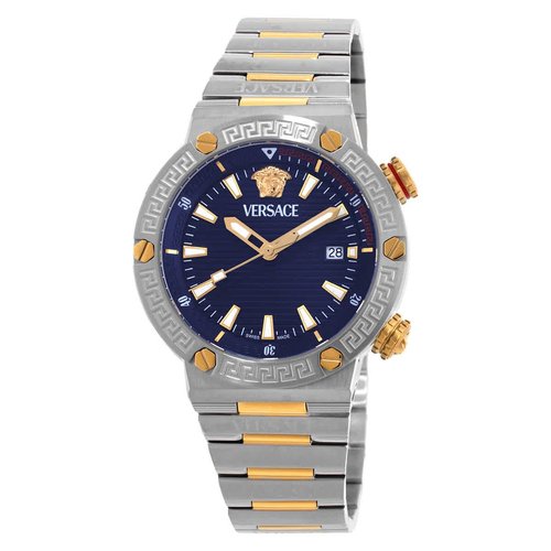 Versace Greca Logo Quartz Dial Watch VE8G00424 - Blue/Gold Tone/Silver Tone/Two Tone - VE8G004-4 DIA_ETER