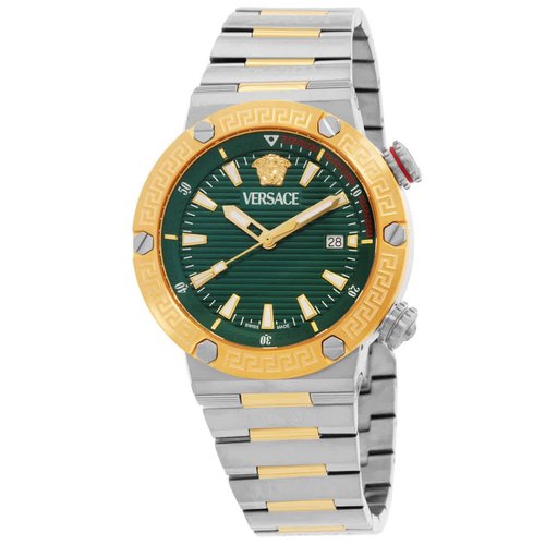Versace Greca Logo Quartz Dial Watch VE8G00524 - Gold Tone/Green/Silver Tone/Two Tone - VE8G005-4 DIA_ETER