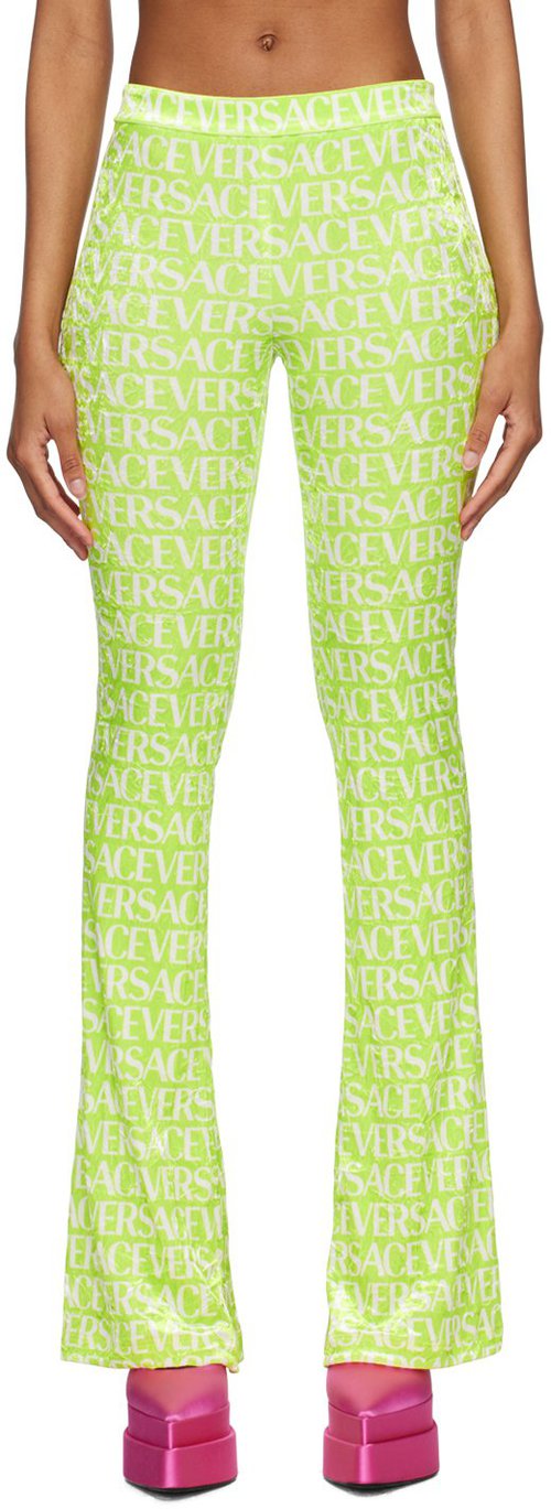 Versace Green Allover Trousers - Green+White - 1008691_1A06579_ 5G3005G300