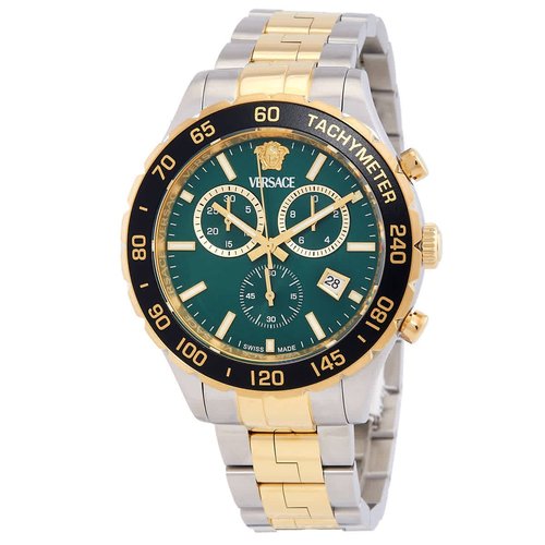 Versace Hellenyium Chronograph Quartz Dial Watch VEPCA0524 - Black/Gold Tone/Green/Silver Tone/Two Tone - VEPCA05-4 DIA_ETER
