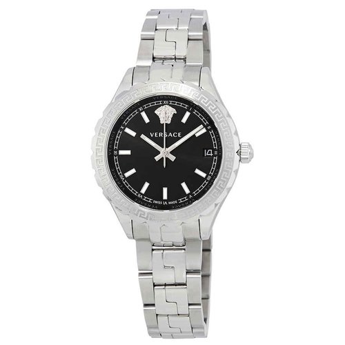Versace Hellenyium Dial Ladies Watch V1202 0015 - Black/Silver Tone - V120200-5 DIA_ETER