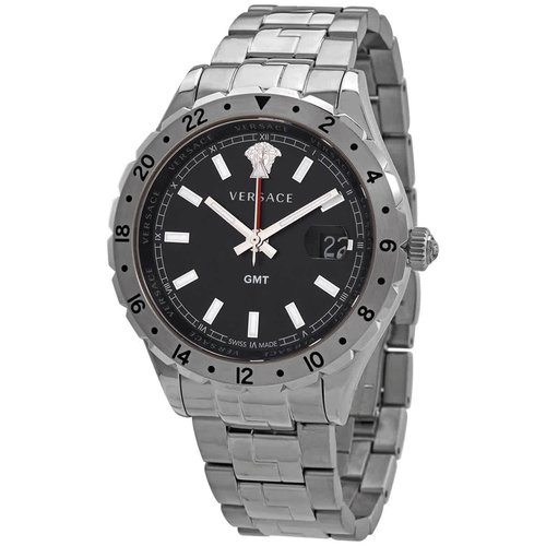 Versace Hellenyium GMT Dial Watch V1102 0015 - Black/Grey/Silver Tone - V110200-5 DIA_ETER