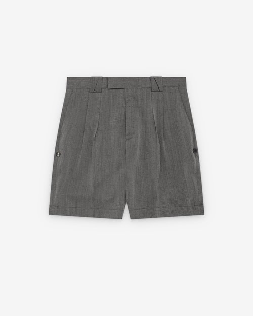 Versace Herringbone Wool Crêpe Formal Shorts - Grey