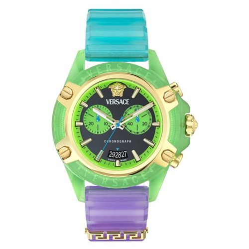 Versace Icon Active Chronograph Quartz Dial Watch VE8P00524 - Black/Blue/Gold Tone/Green/Purple - VE8P005-4 DIA_ETER