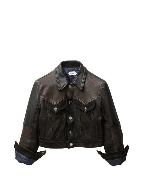 Versace Jacket Leather Unit Mix Black Giacca - 274679