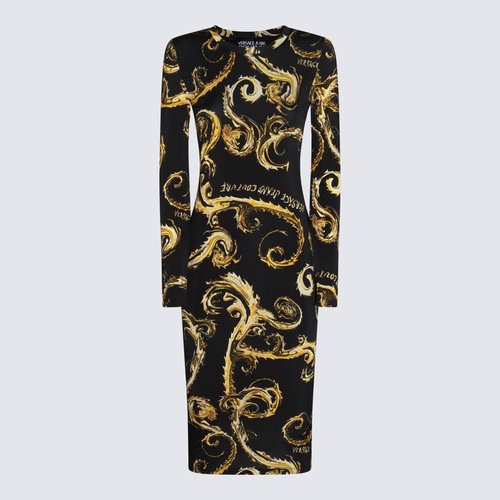 Versace Jeans Couture Black And Gold Viscose Dress - 77HAO9B-0JS35_8_G89