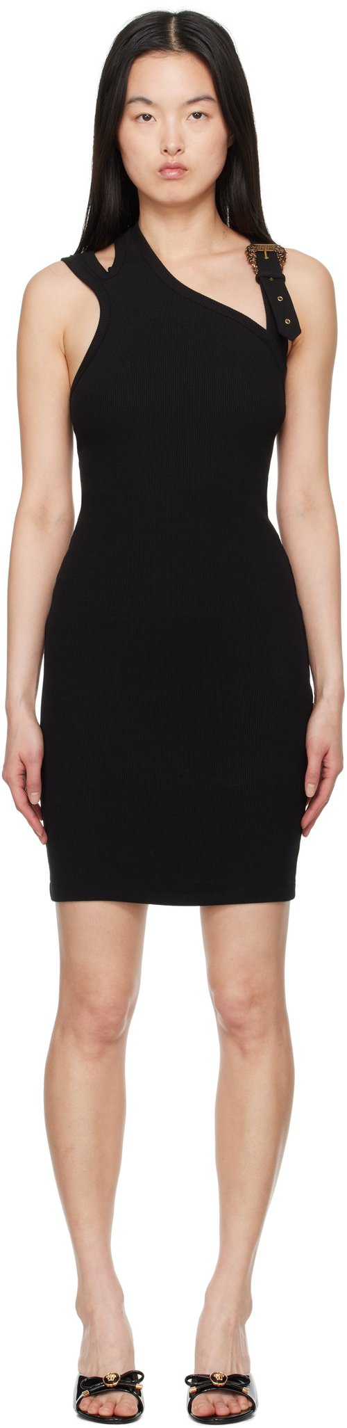 Versace Jeans Couture Black Baroque Buckle Minidress - E899 Black - E78HAO9-A3_EJ_0004