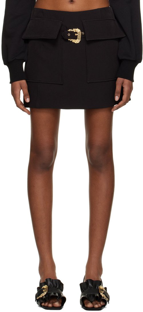 Versace Jeans Couture Black Baroque Buckle Miniskirt - E899 Black - E74HAE8-19EN_0103