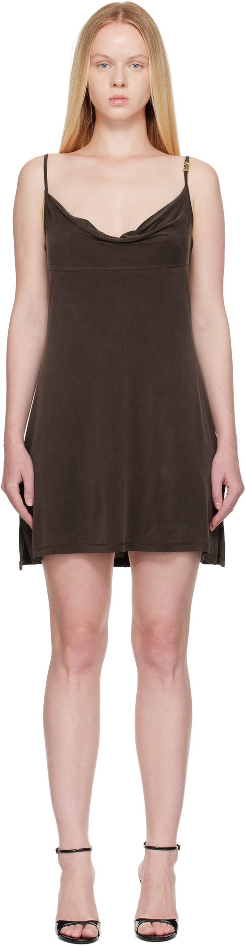 Versace Jeans Couture Brown Cupro Midi Dress - E721 Cocoa - E78HAO9-36_EJ_0190