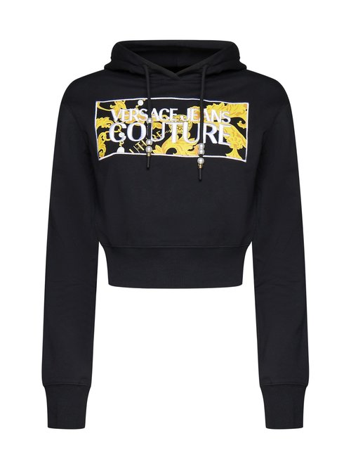 Versace Jeans Couture Cropped Sweatshirt With Logo - 75HAIE0-1CF00_E_G89