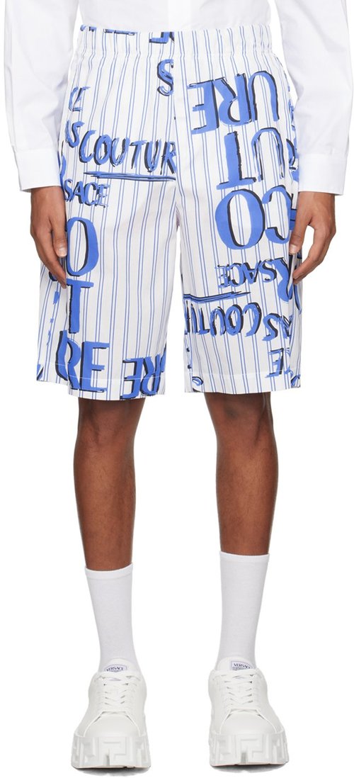 Versace Jeans Couture White Doodle Shorts - E003 White - E74GAD1-07 EN_S201