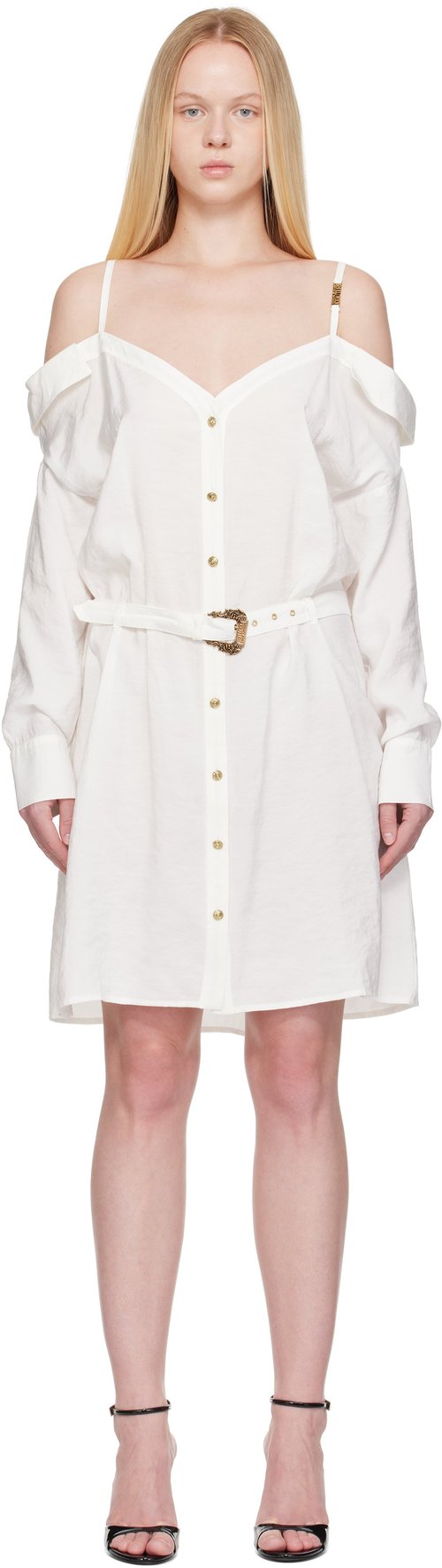 Versace Jeans Couture White Off-the-Shoulder Minidress - E003 White - E78HAO9-11_EN_0433